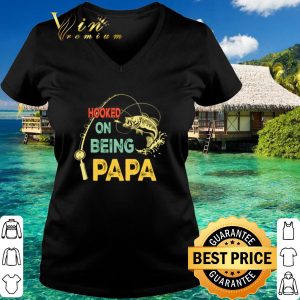 Official Fishing hooked on being Papa shirt 2