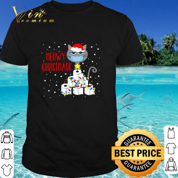 Top Meowy Christmask Cat face mark toilet paper Christmas shirt