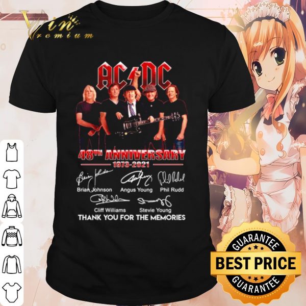 Premium ACDC Band 48th Anniversary signature Brian Johnson Angus Young Phil Rudd shirt