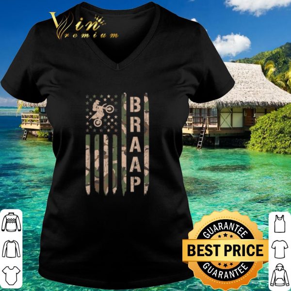 Official Braap Dirt Bike Camo Motocross Racing Flag America shirt