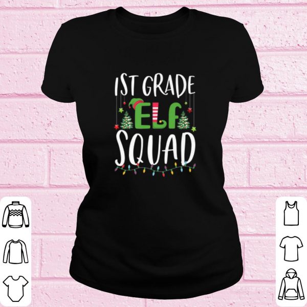 Best 1st Grade Elf Squad tree light christmas shirt