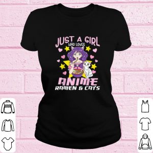 Official Just a girl who loves Annime Ramen and Cat shirt 1