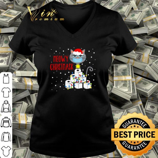 Best Meowy Christmask Cat face mark toilet paper Christmas shirt