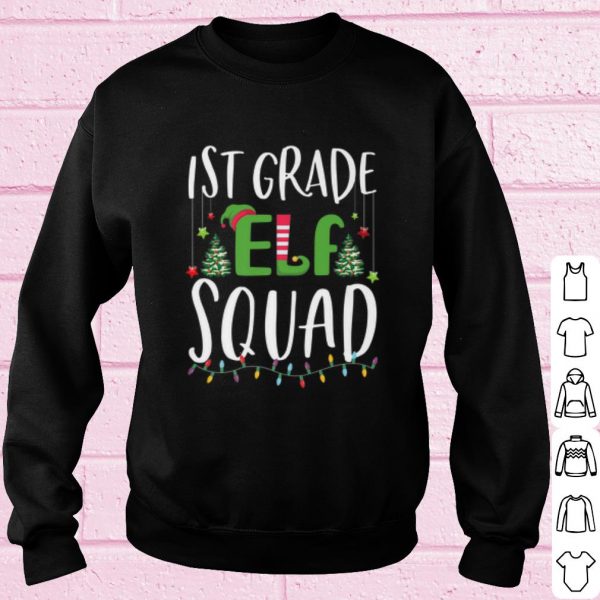 Best 1st Grade Elf Squad tree light christmas shirt