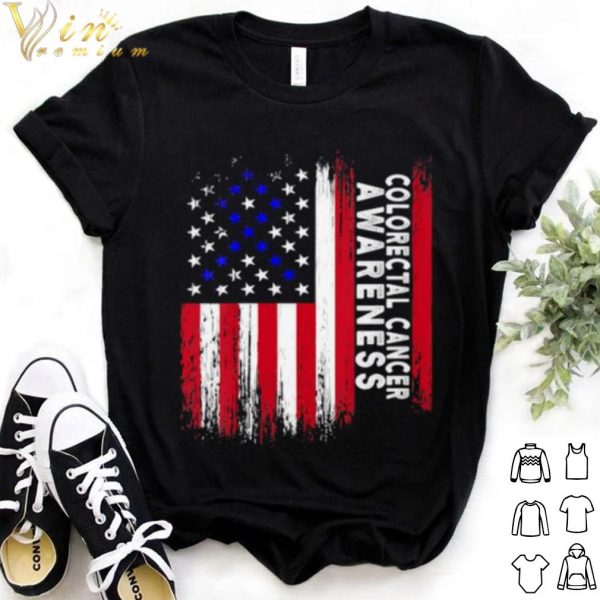 Cool Colorectal Cancer Awareness American Flag shirt