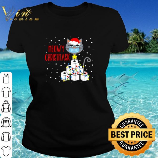 Top Meowy Christmask Cat face mark toilet paper Christmas shirt