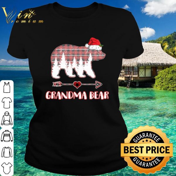 Best Grandma Bear Pajama Red Plaid Buffalo Hat Christmas shirt
