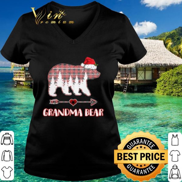Best Grandma Bear Pajama Red Plaid Buffalo Hat Christmas shirt