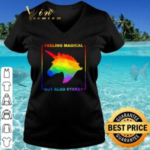 Original LGBT Unicorn feeling magical but also stabby shirt 2