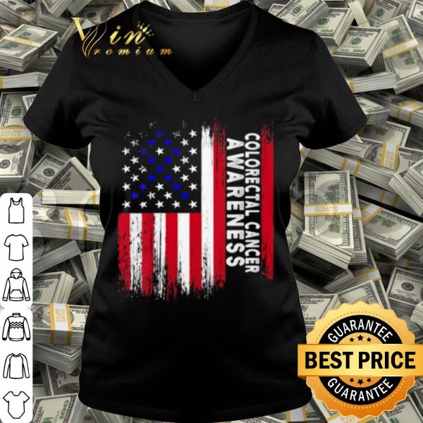 Cool Colorectal Cancer Awareness American Flag shirt