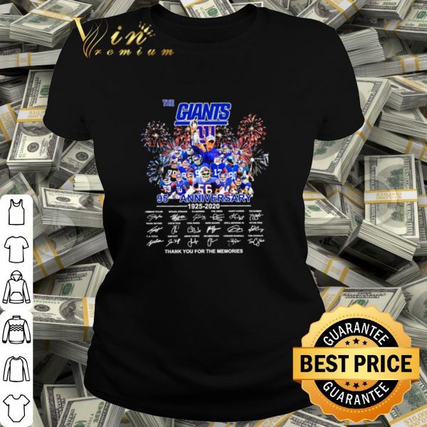 Cool The giants 95 anniversary 1925 2020 thank the memories new year 2021 shirt