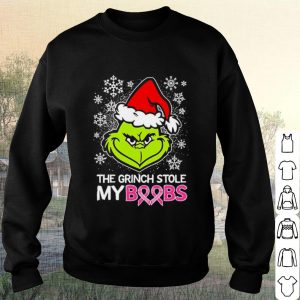 Pretty The Grinch Santa Stole My Boobs Breast Cancer Christmas shirt 2