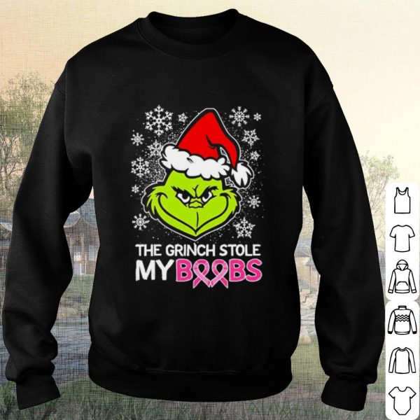 Pretty The Grinch Santa Stole My Boobs Breast Cancer Christmas shirt