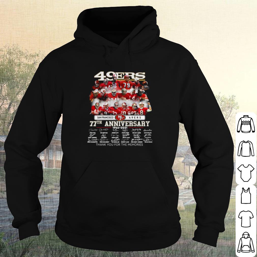 146342b5 cool san francisco 49ers 77th anniversary signature thank the memories shirt 4 - Cool San Francisco 49ers 77th Anniversary Signature Thank the Memories shirt