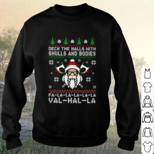 Pretty Santa viking deck the halls with skulls and bodies Christmas shirt 2