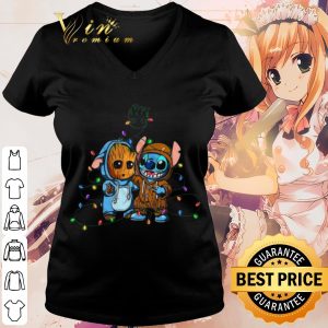 Cool aby Groot And Baby Stitch Merry Christmas Light shirt 2