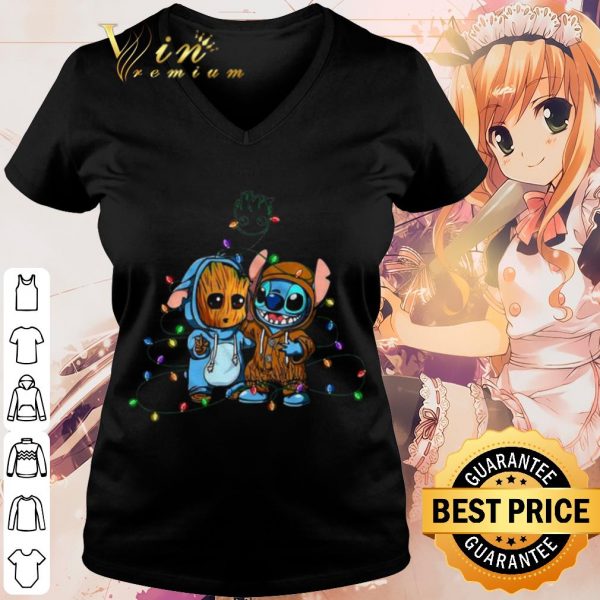 Cool aby Groot And Baby Stitch Merry Christmas Light shirt