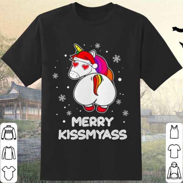 Pretty Santan Unicorn LGBT merry kissmyass shirt