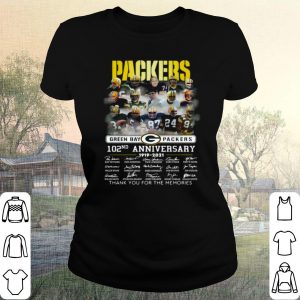 Pretty Green Bay Packers 102th Anniversary Thank The Memories Signatures shirt 1