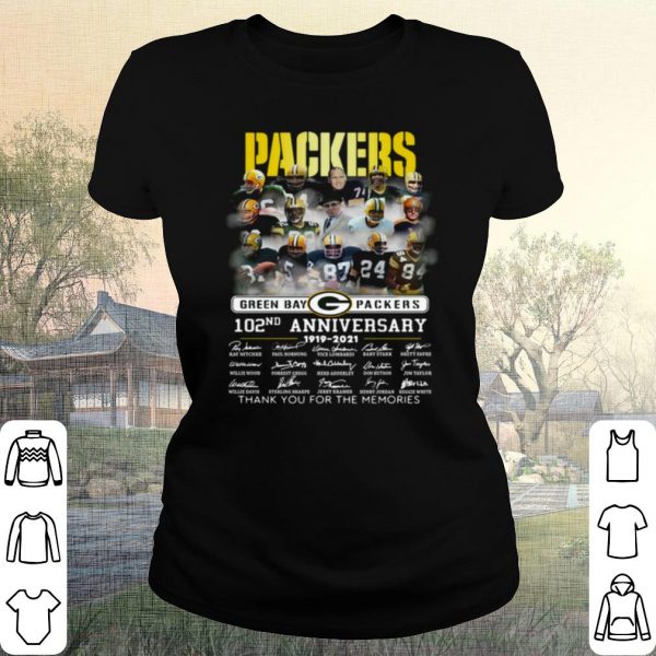 Pretty Green Bay Packers 102th Anniversary Thank The Memories Signatures shirt