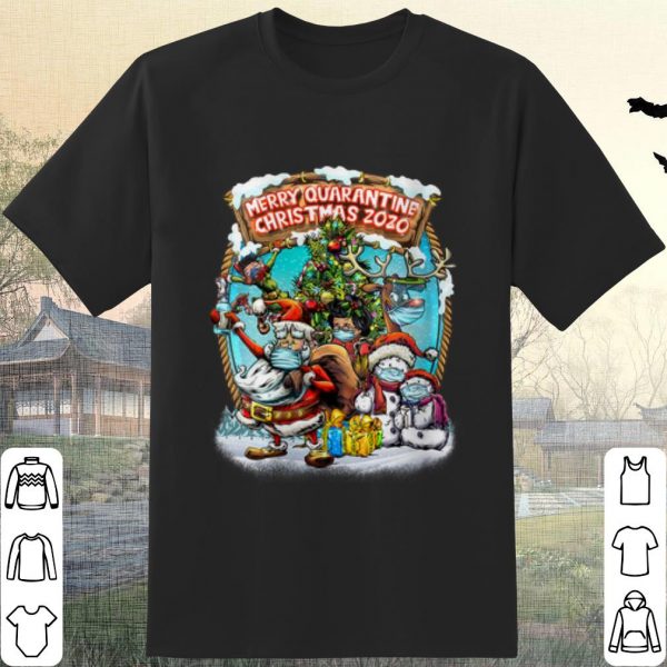 Pretty Santa Claus Reindeer Merry Quarantine Christmas 2020 shirt