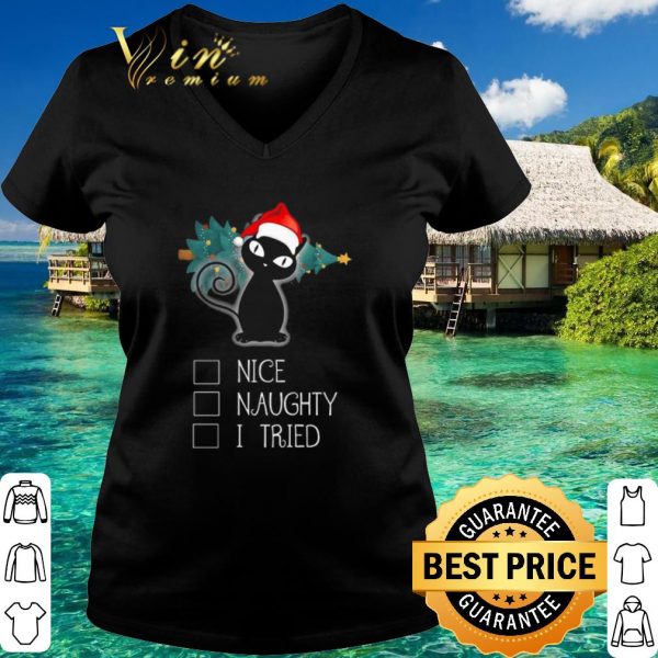 Original Santa Black Cat Nice Naughty I Tried shirt