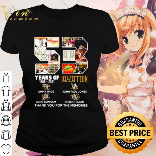 Cool 53 Years Of 1968 2021 led Zeppelin Thank You For The Memories Signature shirt