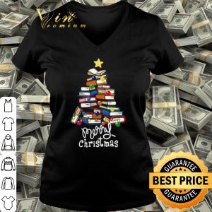 Cool Merry Christmas Librarian Tree shirt 2