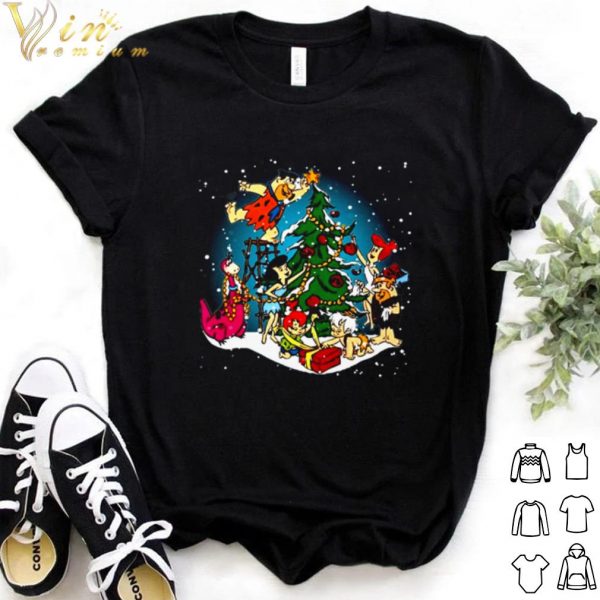 Cool A Flintstone Christmas characters chibi Christmas tree shirt