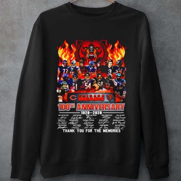 Original Chicago Bears 100th Anniversary 1920 2020 Thank You For The Memories shirt