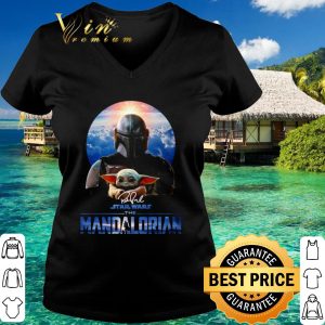 Pretty Star Wars The Mandalorian Boba Fett and Baby Yoda Signature shirt 2