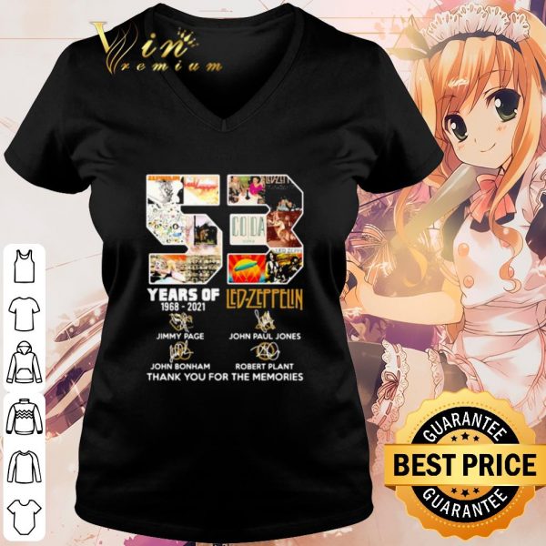 Cool 53 Years Of 1968 2021 led Zeppelin Thank You For The Memories Signature shirt