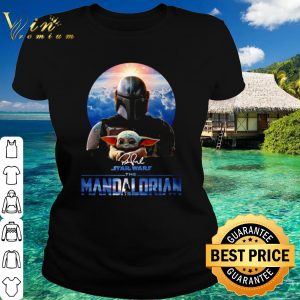 Pretty Star Wars The Mandalorian Boba Fett and Baby Yoda Signature shirt 1