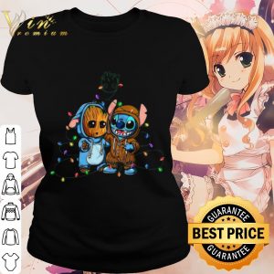 Cool aby Groot And Baby Stitch Merry Christmas Light shirt 1