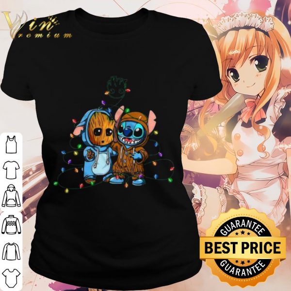 Cool aby Groot And Baby Stitch Merry Christmas Light shirt