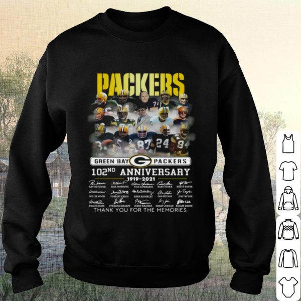 Pretty Green Bay Packers 102th Anniversary Thank The Memories Signatures shirt