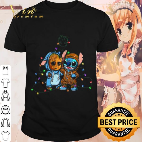 Cool aby Groot And Baby Stitch Merry Christmas Light shirt