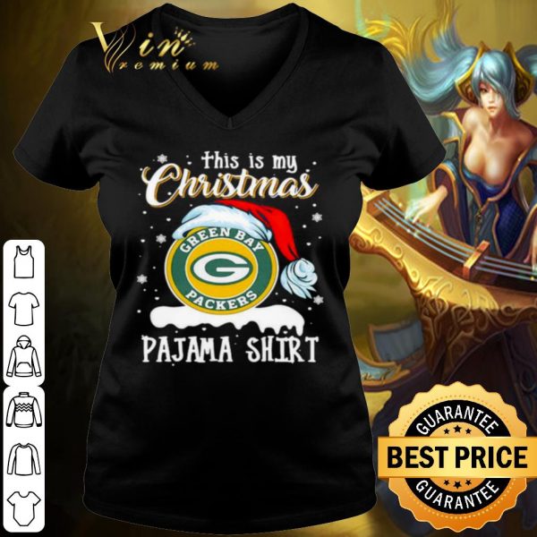 Pretty Green Bay Packers Pajama Hat Santa This Is My Christmas shirt