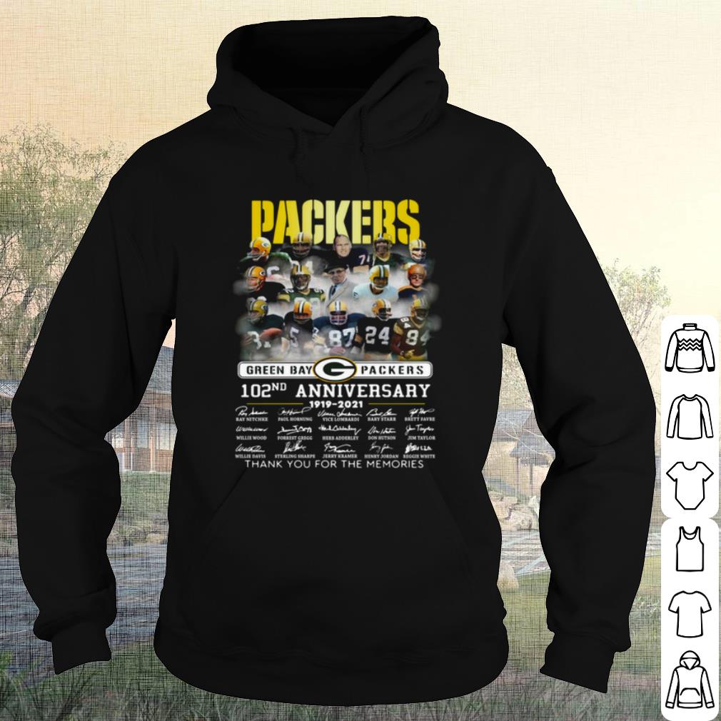 9774d151 pretty green bay packers 102th anniversary thank the memories signatures shirt 4 - Pretty Green Bay Packers 102th Anniversary Thank The Memories Signatures shirt