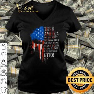 Cool This is America we eat meat we drink beer we own guns we speak English shirt 2
