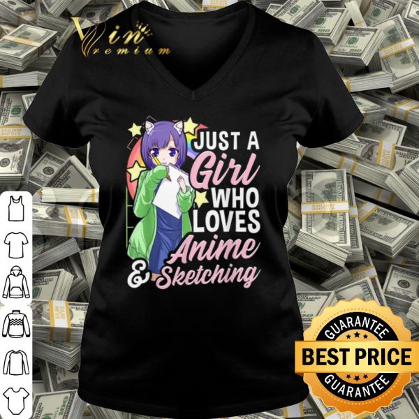 Cool Anime Girl Just A Girl Who Loves Anime and Sketching shirt