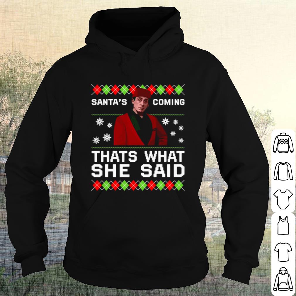 Pretty Michael Scott Santa's Coming That's What She Said Ugly Christmas shirt b495f020 pretty michael scott santa s coming that s what she said ugly christmas shirt 4 - Pretty Michael Scott Santa's Coming That's What She Said Ugly Christmas shirt