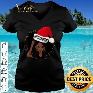Top Afro Diva Winking Eye Merry Christmas Hat Santa shirt 2