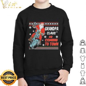 Top Grandpa Claus Is Coming To Town Riding Motorbike Merry Christmas shirt 1
