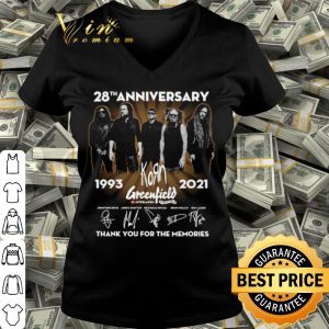 Cool 28th anniversary Korn Greenfield thank you for the memories signatures shirt 2