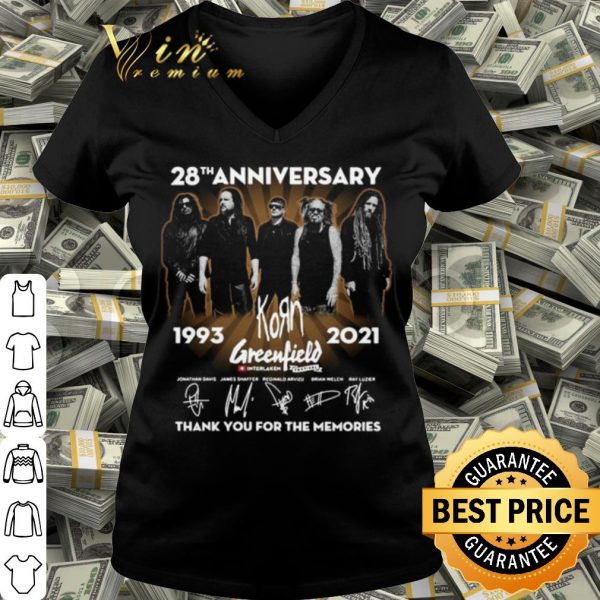 Cool 28th anniversary Korn Greenfield thank you for the memories signatures shirt