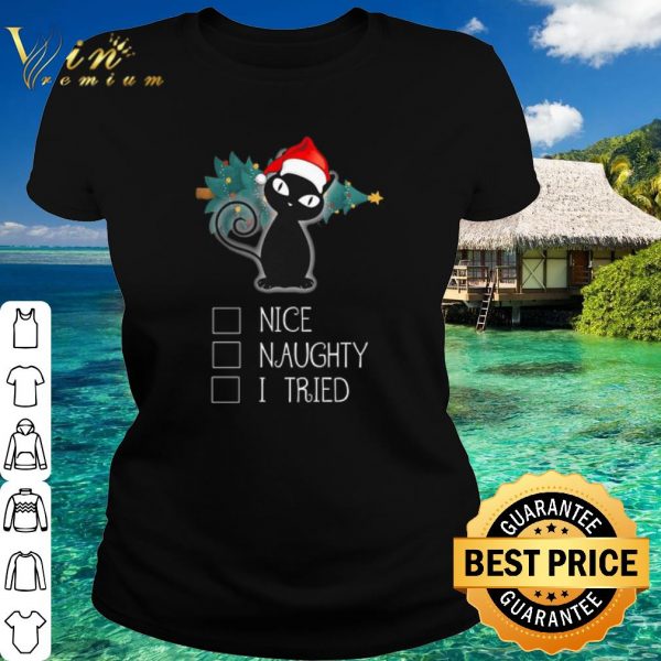 Original Santa Black Cat Nice Naughty I Tried shirt