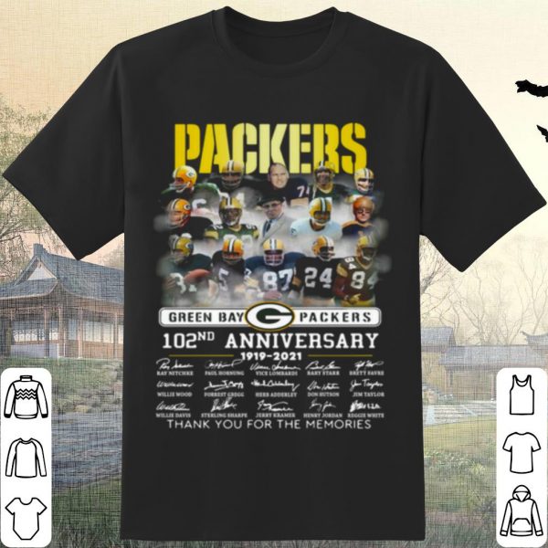 Pretty Green Bay Packers 102th Anniversary Thank The Memories Signatures shirt