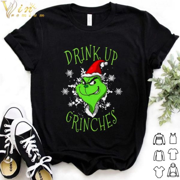 Pretty The Grinch Hat Santa Drink Up Grinches Christmas shirt
