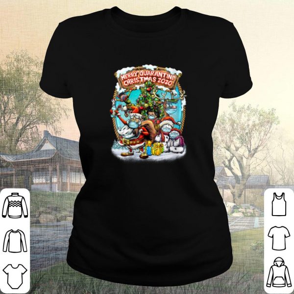 Pretty Santa Claus Reindeer Merry Quarantine Christmas 2020 shirt